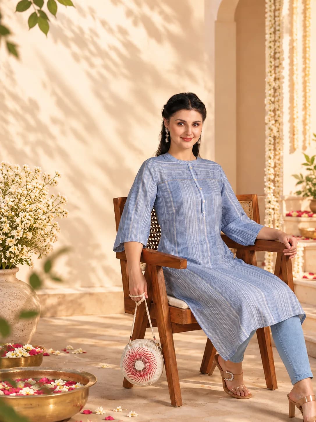 Pink cotton top styling